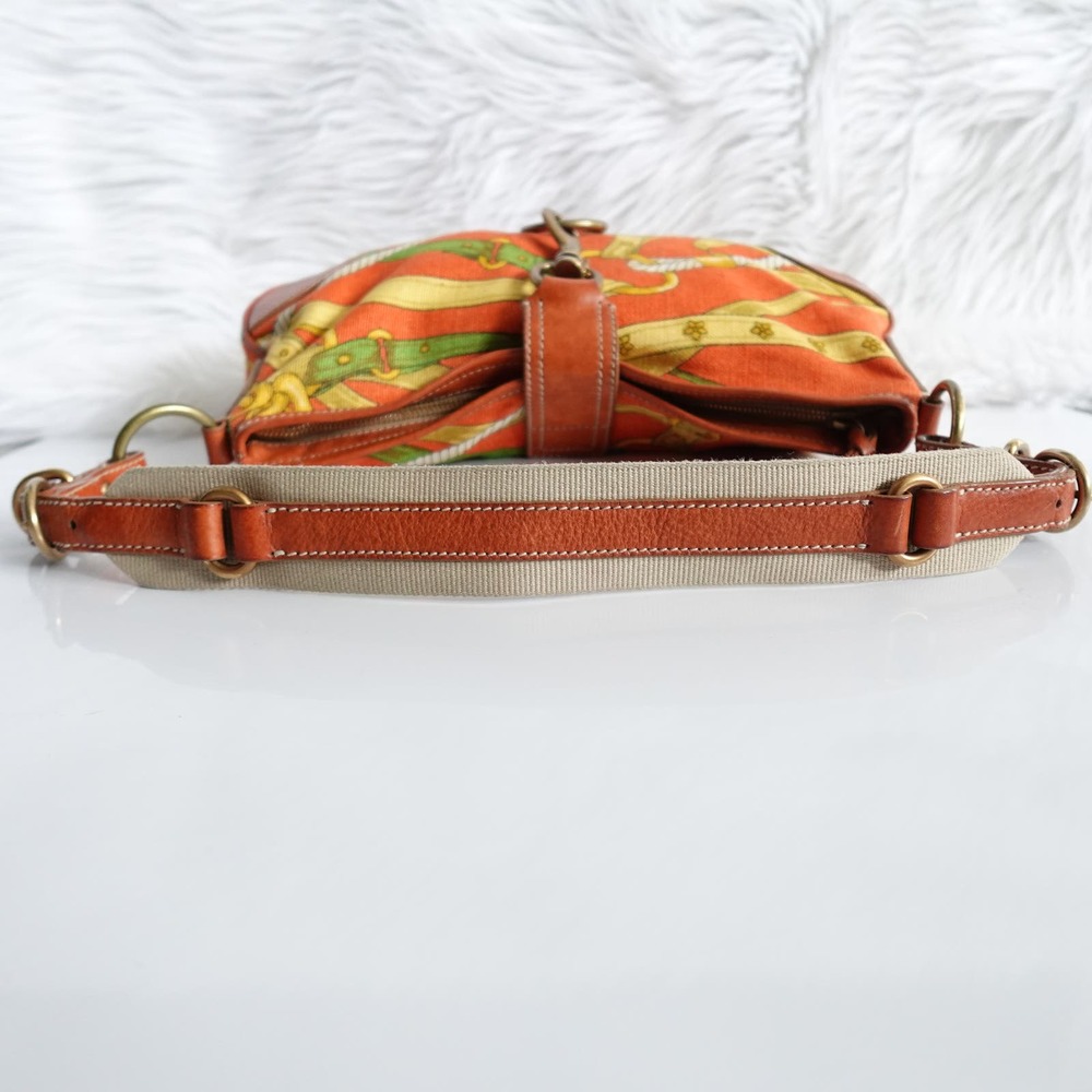 Vintage Miu Miu Orange Buckled Graphic Canvas Leather Shoulder Bag Y2K 90s - Picture 4 of 16